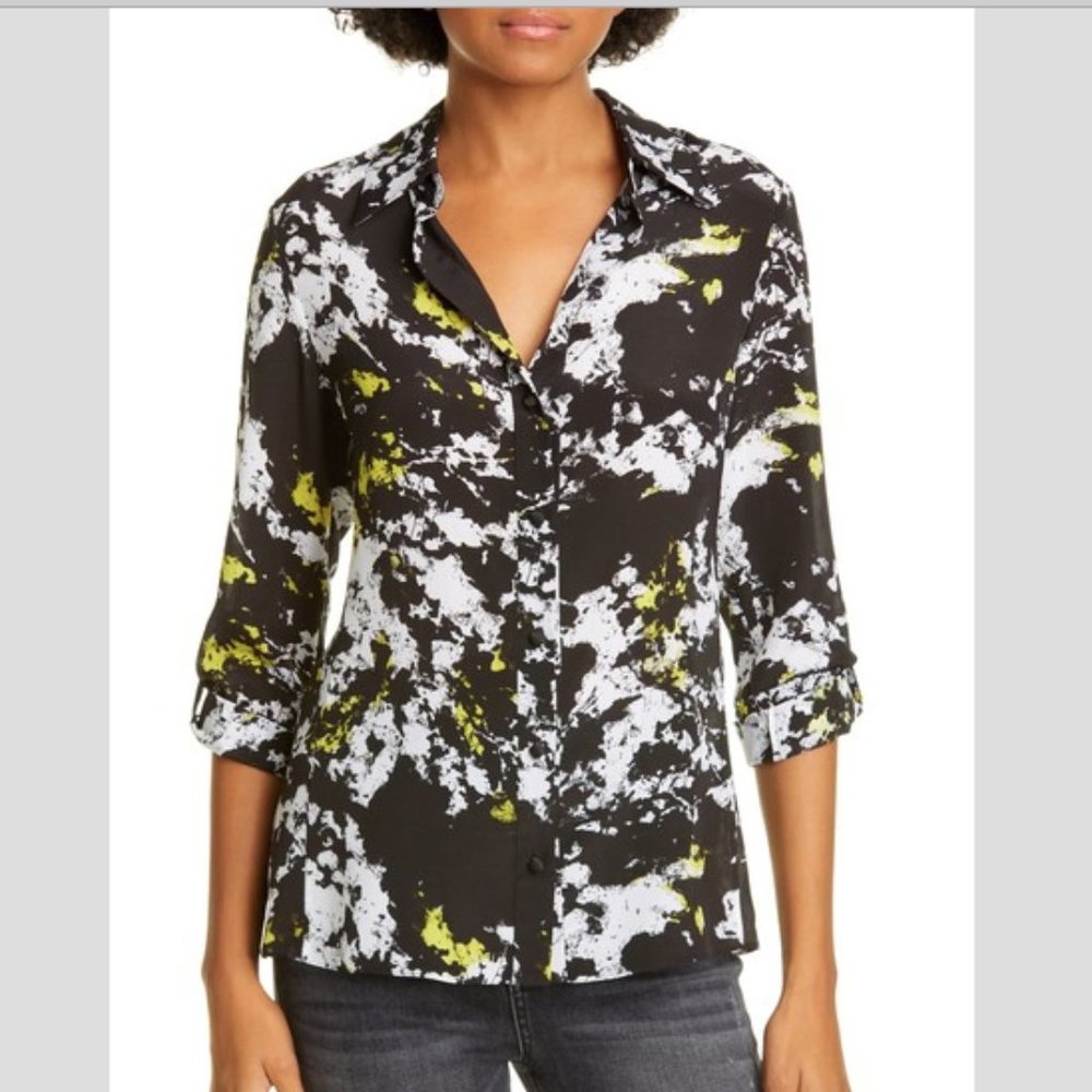 Alice + Olivia | Cal Button-Up Silk Shirt - Picture 3 of 8